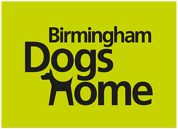Birmingham Dogs Home logo in green colours and a dog silhouette in the word 'Home'.